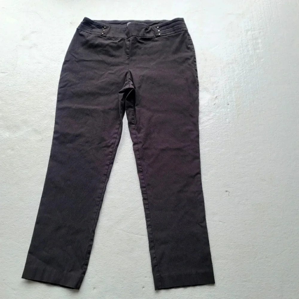JM Collection Pants Women's Stretch Brown Rayon/Poly/Spandex Petite sz PL Large
